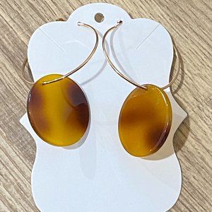 Brown/Tan Marble Hoop Dangle Earrings